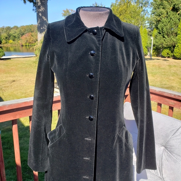 Only Hearts Jackets & Blazers - Vintage Gothic Black Velvet Long Coat Size M Only Hearts